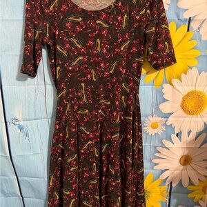 Nwot LuLaRoe Nicole M Dress Paisley Floral Fit & Flare Stretch Womens Size M